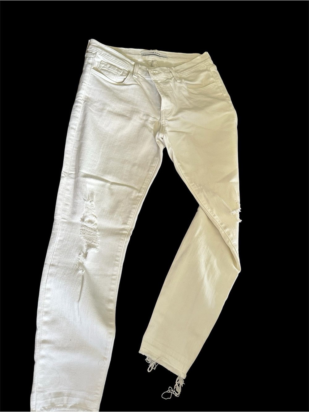 J Brand White Distressed Skinny Jeans